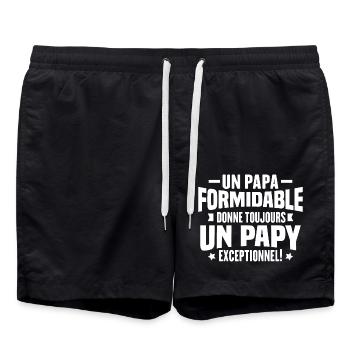 Un Papa Formidable Donne Un Papy Exceptionnel - Short de bain - noir - Devant - AI Model Male 185 light (185cm)