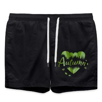 Autumn Autumn Leaves Heart Leaves - Swim Trunks - black - Front - AI Model Male 185 light (185cm)