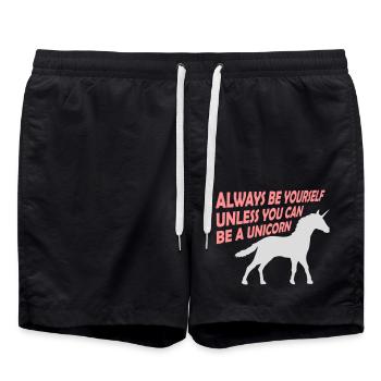 always be yourself unicorn - Swim Trunks - black - Front - AI Model Male 185 light (185cm)