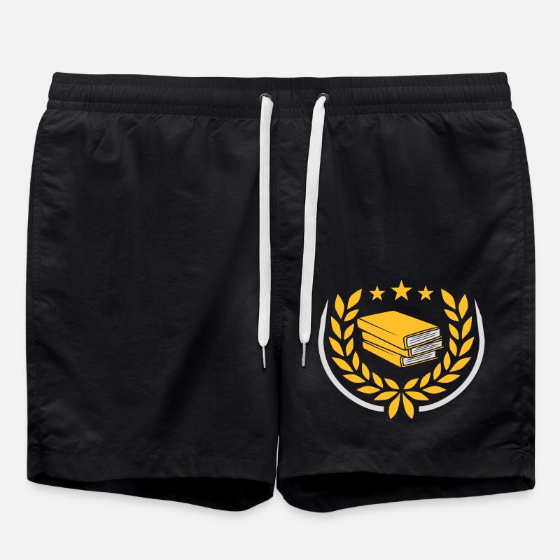 Laurel wreath stacked books stars - Swim Trunks - black