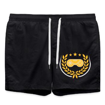 Lorbeerkranz Retro Gamer Controller - Badeshorts - Schwarz - Vorne - AI Model Male 185 light (185cm)