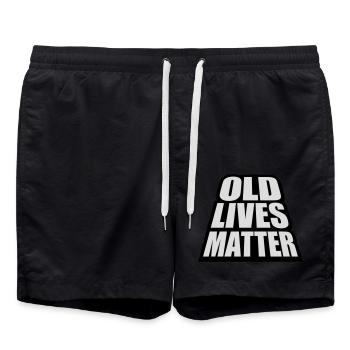 old lives matter quote - Swim Trunks - black - Front - AI Model Male 185 light (185cm)