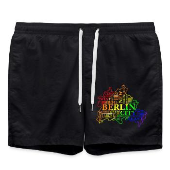Berlin Vibes-Dein Must-Have aus der Hauptstadt - Badeshorts - Schwarz - Vorne - AI Model Male 185 light (185cm)