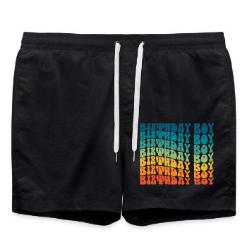 Birthday Boy Groovy Retro Vintage Birthday - Badeshorts - Schwarz - Vorne - AI Model Male 185 light (185cm)