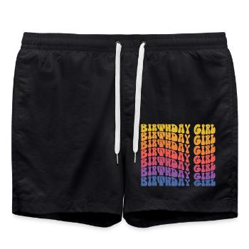 Anniversaire Fille Groovy Vintage Rétro Anniversaire - Short de bain - noir - Devant - AI Model Male 185 light (185cm)