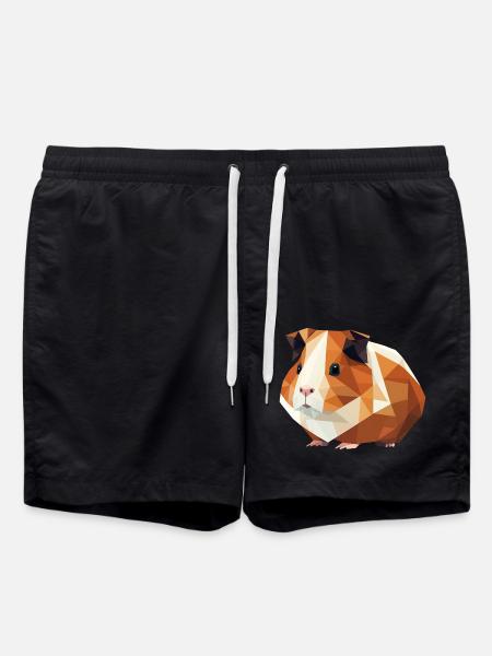 Meerschweinchen Origami Geometrisch - Badeshorts - Schwarz