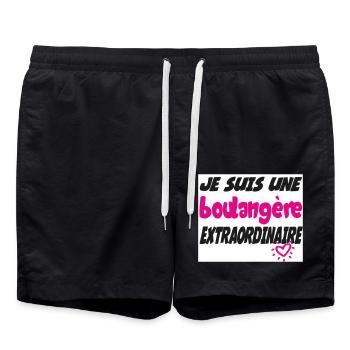 Une boulangère EXTRAORDINAIRE - Short de bain - noir - Devant - AI Model Male 185 light (185cm)
