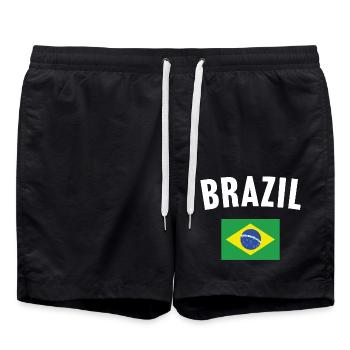 Brazil Flag - Swim Trunks - black - Front - AI Model Male 185 light (185cm)