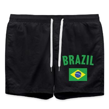 Brazil Flag - Swim Trunks - black - Front - AI Model Male 185 light (185cm)