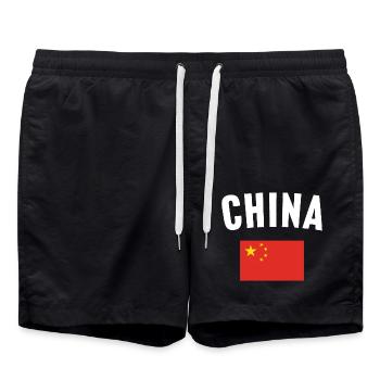 China Flag - Swim Trunks - black - Front - AI Model Male 185 light (185cm)