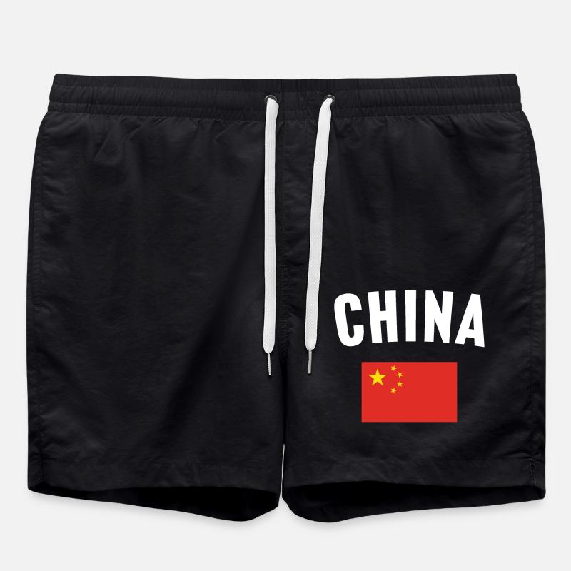 China Flag - Swim Trunks - black