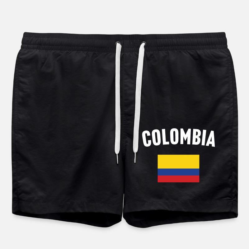 Colombia Flag - Swim Trunks - black