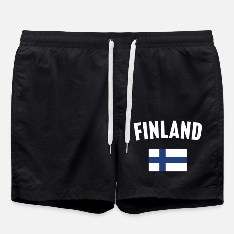 Finnland Flagge - Badeshorts - Schwarz