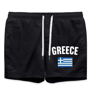 Greece Flag - Swim Trunks - black - Front - AI Model Male 185 light (185cm)