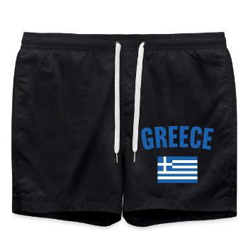 Greece Flag - Swim Trunks - black - Front - AI Model Male 185 light (185cm)
