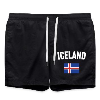 Iceland Flag - Swim Trunks - black - Front - AI Model Male 185 light (185cm)