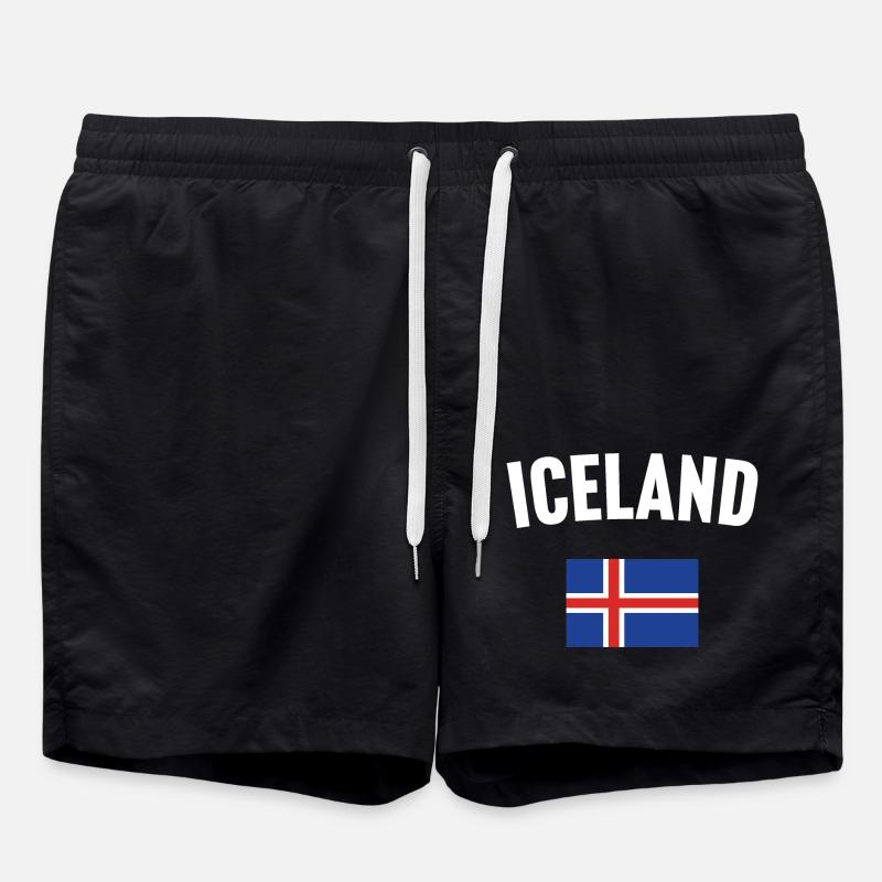 Iceland Flag - Swim Trunks - black