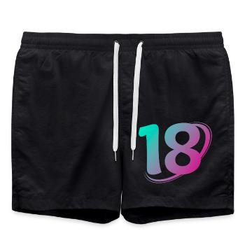 Number 18 multicolor - Swim Trunks - black - Front - AI Model Male 185 light (185cm)