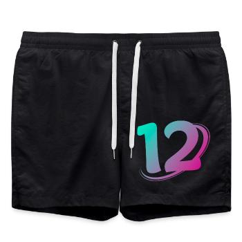 Number 12 multicolor - Swim Trunks - black - Front - AI Model Male 185 light (185cm)