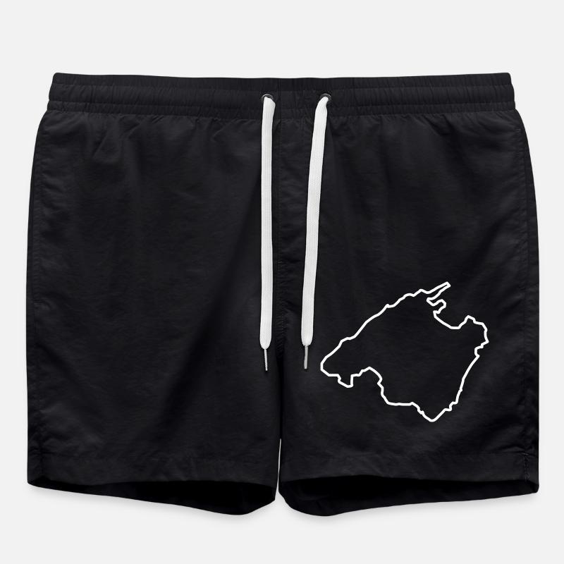 Mallorca Map Outline - Swim Trunks - black