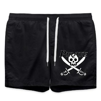 Pirate - Totenschädel - Badeshorts - Schwarz - Vorne - AI Model Male 185 light (185cm)