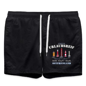 Ostfriesland Urlaubsreif, deutsche Nordsee - Badeshorts - Schwarz - Vorne - AI Model Male 185 light (185cm)