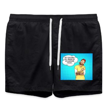 Seit ich Single bin mache ich viel weniger falsch - Badeshorts - Schwarz - Vorne - AI Model Male 185 light (185cm)