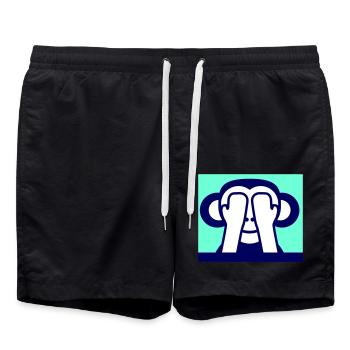 3 Weise Affen Nichts Sehen Hält Augen Zu Versteckt - Badeshorts - Schwarz - Vorne - AI Model Male 185 light (185cm)