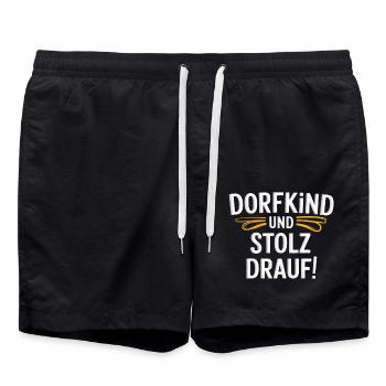 Dorfkind und stolz drauf! - Badeshorts - Schwarz - Vorne - AI Model Male 185 light (185cm)