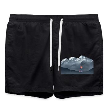 Berg Snowboarder Abenteuer Mountain Snowboarder - Badeshorts - Schwarz - Vorne - AI Model Male 185 light (185cm)