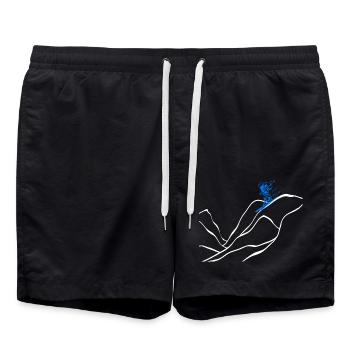 Mountain Skier Silhouette Mountain Skis - Swim Trunks - black - Front - AI Model Male 185 light (185cm)