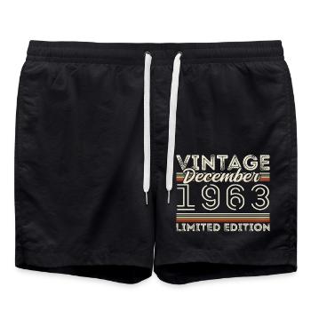 Vintage Décembre 1963 - 62e Anniversaire Décember - Short de bain - noir - Devant - AI Model Male 185 light (185cm)