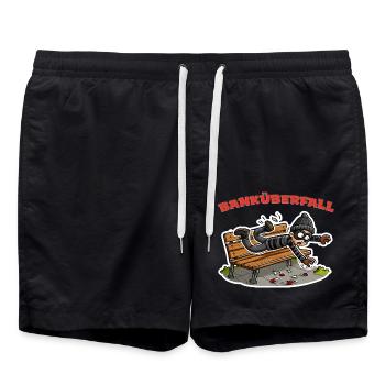 Banküberfall - Witziges Wortspiel im Cartoon Stil - Badeshorts - Schwarz - Vorne - AI Model Male 185 light (185cm)