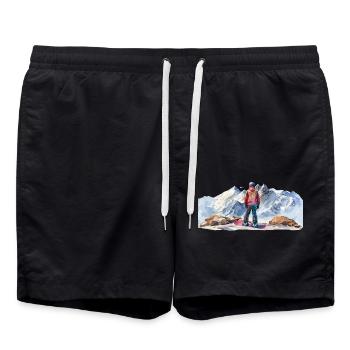 Snowboarders à la montagne Snowboarders à la montagne - Short de bain - noir - Devant - AI Model Male 185 light (185cm)