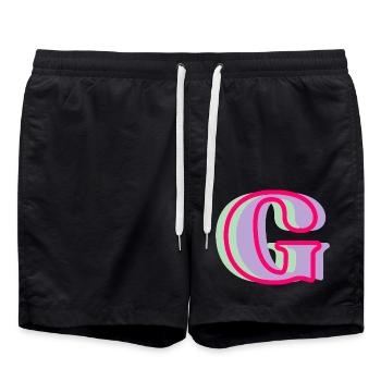 Mehrfarbiger Buchstabe g – originelle Geschenkidee - Badeshorts - Schwarz - Vorne - AI Model Male 185 light (185cm)