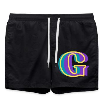 Mehrfarbiger Buchstabe g – originelle Geschenkidee - Badeshorts - Schwarz - Vorne - AI Model Male 185 light (185cm)