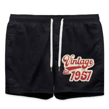Jahrgang Est 1951 - Badeshorts - Schwarz - Vorne - AI Model Male 185 light (185cm)