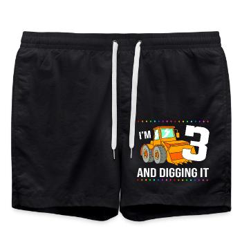 Baustelle Kindergeburtstag - Badeshorts - Schwarz - Vorne - AI Model Male 185 light (185cm)