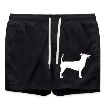 Dear dog sticks out his tongue happily - Swim Trunks - black - Front - AI Model Male 185 light (185cm)