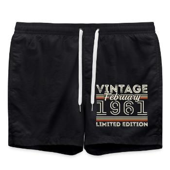 February 1961 Anniversary Gift - February 1961 - Swim Trunks - black - Front - AI Model Male 185 light (185cm)