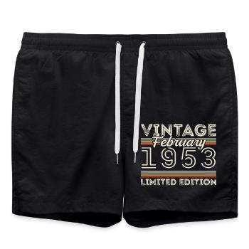 Februar 1953 Geschenk zum Jahrestag - Februar 1953 - Badeshorts - Schwarz - Vorne - AI Model Male 185 light (185cm)