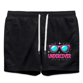 Lunettes de soleil drôles et costume de discours infiltré - Short de bain - noir - Devant - AI Model Male 185 light (185cm)