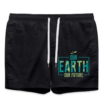 Our Earth Our Future Earth Day Environmental Plane - Badeshorts - Schwarz - Vorne - AI Model Male 185 light (185cm)