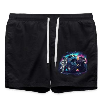 Astronaut Monstertruck im Weltall - Badeshorts - Schwarz - Vorne - AI Model Male 185 light (185cm)
