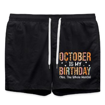Octobre est le mois de mon anniversaire - Short de bain - noir - Devant - AI Model Male 185 light (185cm)