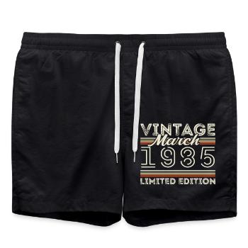 Mars 1985 Millésime 1985 Cadeau d’anniversaire Mars - Short de bain - noir - Devant - AI Model Male 185 light (185cm)