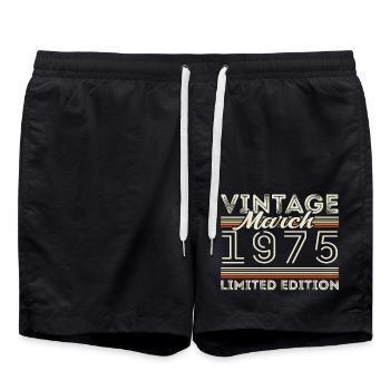 Mars 1975 Millésime 1975 Cadeau d’anniversaire Mars - Short de bain - noir - Devant - AI Model Male 185 light (185cm)