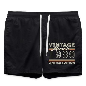 Mars 1980 ' s Vintage 1980 ' s Cadeau d’anniversaire Mars - Short de bain - noir - Devant - AI Model Male 185 light (185cm)