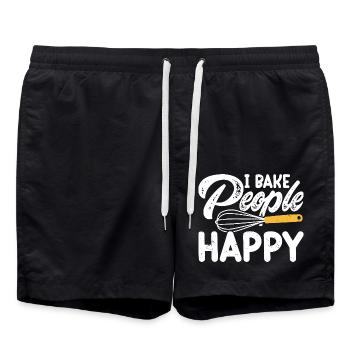 Backen Bäcker Bäckerei - Badeshorts - Schwarz - Vorne - AI Model Male 185 light (185cm)