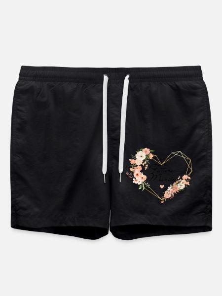 Bride-to-be Golden Heart Floral - Swim Trunks - black